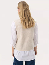Load image into Gallery viewer, Part Two Pimira knitted button waistcoat Birch Melange