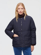 Load image into Gallery viewer, Nice Things Folk print reversible padded jacket Navy