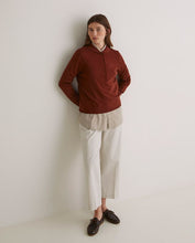 Load image into Gallery viewer, Yerse Mary Peter pan collar merino half placket knit Oxide