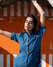 Load image into Gallery viewer, Bibico Alexa textured denim dress Indigo - CW CW