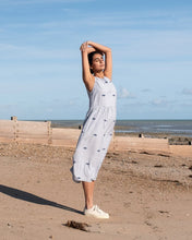 Load image into Gallery viewer, Bibico Fatima ticking stripe jacquard sundress Navy - CW CW