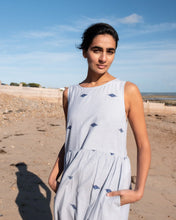 Load image into Gallery viewer, Bibico Fatima ticking stripe jacquard sundress Navy - CW CW