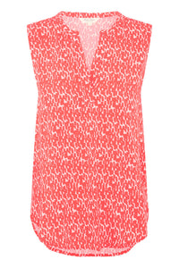 Part Two Andia sleeveless blouse Mandarin Red Graphic