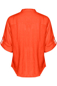 Part Two Cindie linen summer shirt Mandarin Red