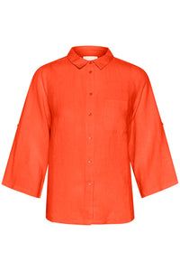 Part Two Cindie linen summer shirt Mandarin Red