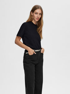 Selected Femme Essential boxy tee Black