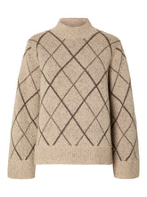 Load image into Gallery viewer, Selected Faril diamond jacquard knit Birch Java