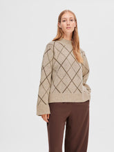 Load image into Gallery viewer, Selected Faril diamond jacquard knit Birch Java
