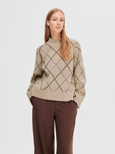 Load image into Gallery viewer, Selected Faril diamond jacquard knit Birch Java