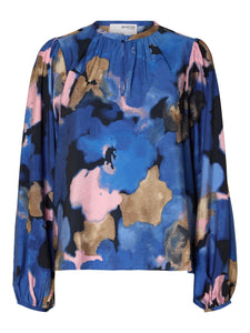 Selected Femme Mariette Abstract print blouse Dark sapphire