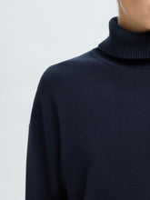 Load image into Gallery viewer, Selected Kamma roll neck knit Dark Sapphire