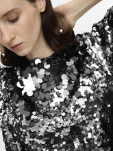 Load image into Gallery viewer, Selected Tana graduated sequin top Silver