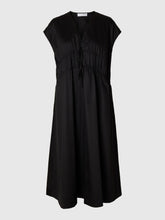 Load image into Gallery viewer, Selected Ally tie front midi dress Black
