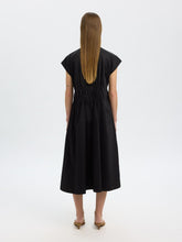 Load image into Gallery viewer, Selected Ally tie front midi dress Black