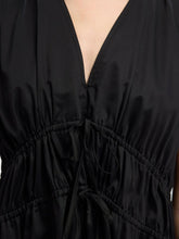 Load image into Gallery viewer, Selected Ally tie front midi dress Black