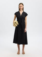 Load image into Gallery viewer, Selected Ally tie front midi dress Black