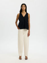 Load image into Gallery viewer, Selected Blair V neck peplum top Black - CW CW