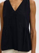 Load image into Gallery viewer, Selected Blair V neck peplum top Black - CW CW