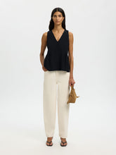 Load image into Gallery viewer, Selected Blair V neck peplum top Black - CW CW
