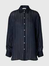 Load image into Gallery viewer, Selected Taran semi sheer stripe shirt Dark Saphire - CW CW