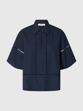 Load image into Gallery viewer, Selected Delia boxy ladder stitch cotton shirt Dark Sapphire - CW CW