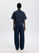 Load image into Gallery viewer, Selected Delia boxy ladder stitch cotton shirt Dark Sapphire - CW CW