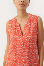 Load image into Gallery viewer, Part Two Andia sleeveless blouse Mandarin Red Graphic
