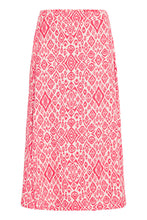 Load image into Gallery viewer, Ichi Linno print linen blend skirt Geranium Mosaic