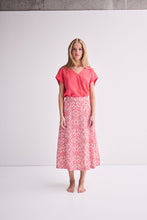 Load image into Gallery viewer, Ichi Linno print linen blend skirt Geranium Mosaic