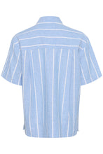 Load image into Gallery viewer, Part Two Renee linen blend striped shirt Marina Blue White