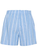 Load image into Gallery viewer, Part Two Rigge striped linen blend short Marina Blue White