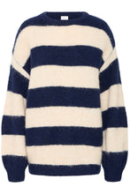 Load image into Gallery viewer, Ichi Dayana wide stripe knit jumper Patriot Blue