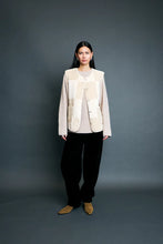 Load image into Gallery viewer, Ichi Tonza chequer board sherpa gilet Fog