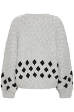 Load image into Gallery viewer, Ichi Cortana heavy knit jacquard bomber Grey Melange