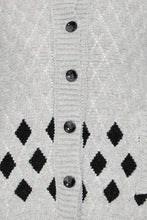 Load image into Gallery viewer, Ichi Cortana heavy knit jacquard bomber Grey Melange