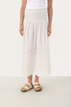 Load image into Gallery viewer, Part Two Radinka broderie hem skirt Eggnog