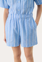 Load image into Gallery viewer, Part Two Rigge striped linen blend short Marina Blue White