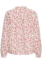 Load image into Gallery viewer, Ichi Wina ditsy print ruffle neck shirt Teaberry