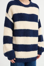 Load image into Gallery viewer, Ichi Dayana wide stripe knit jumper Patriot Blue