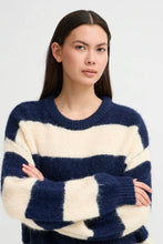 Load image into Gallery viewer, Ichi Dayana wide stripe knit jumper Patriot Blue