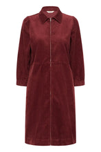 Load image into Gallery viewer, Part Two Eyvors zip front cord dress Tawny Port