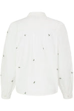 Load image into Gallery viewer, Ichi Sanaz embroidered floral shirt Alaskan Blue