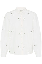 Load image into Gallery viewer, Ichi Sanaz embroidered floral shirt Alaskan Blue