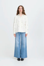 Load image into Gallery viewer, Ichi Sanaz embroidered floral shirt Alaskan Blue