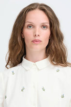 Load image into Gallery viewer, Ichi Sanaz embroidered floral shirt Alaskan Blue