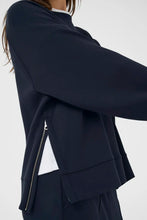 Load image into Gallery viewer, Part Two Zola side zip detail sweatshirt Dark Navy - CW CW