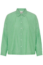Load image into Gallery viewer, Ichi Giley peter pan collar shirt Kelly Green Birch Stripe - CW CW