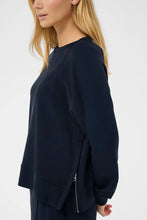 Load image into Gallery viewer, Part Two Zola side zip detail sweatshirt Dark Navy - CW CW