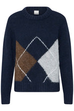 Load image into Gallery viewer, Ichi Bayana argyle jacquard jumper Total Eclipse