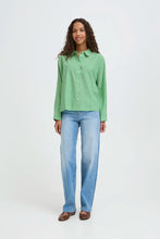 Load image into Gallery viewer, Ichi Giley peter pan collar shirt Kelly Green Birch Stripe - CW CW